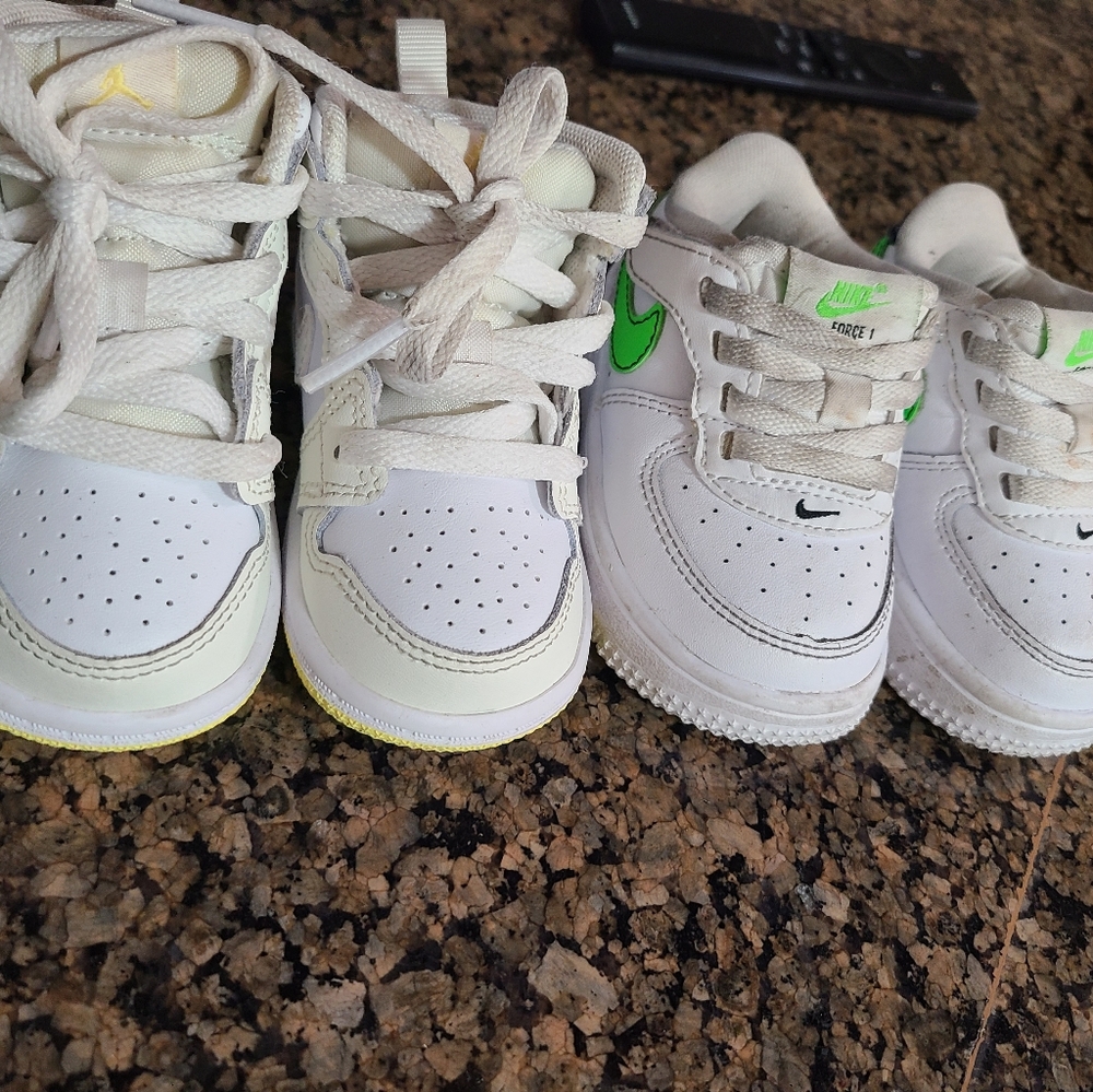 Nike Kids White Sneakers with Green Accents